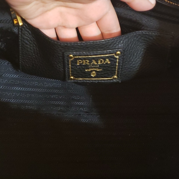 Prada Black Pebble Leather Top Handle Tote - Picture 9 of 12